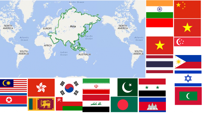 Map of Countries in Asia