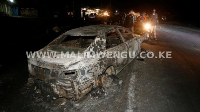 A burnt down car A man was burned to death inside his car in Buru Buru Estate Nairobi on April
