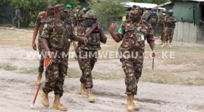 KDF soldiers in a barrack