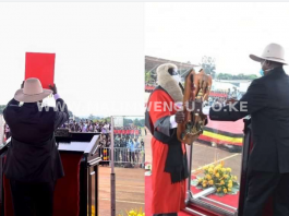 Yoweri Museveni being sworn in